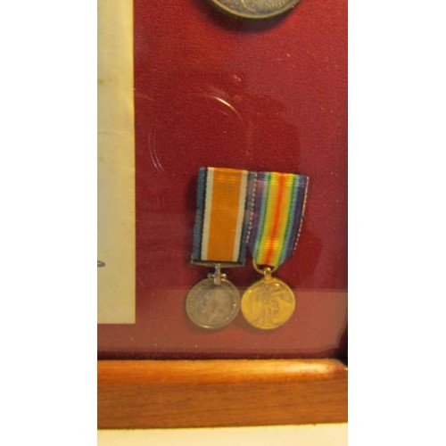 2156 - A framed and glazed WW1 death plaque, medal set, letter and photograph, George Henry Langard.  COLLE... 