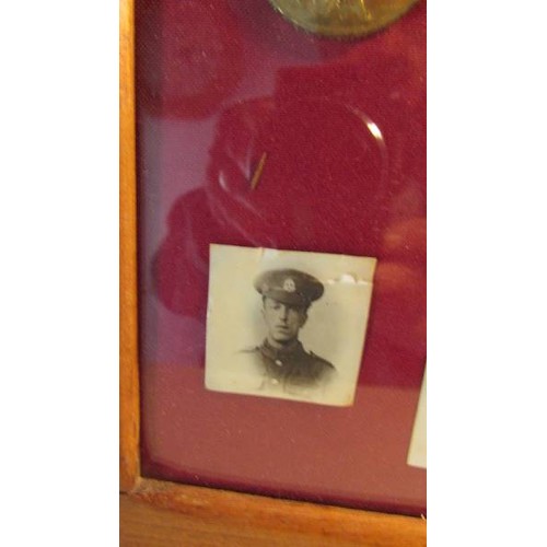 2156 - A framed and glazed WW1 death plaque, medal set, letter and photograph, George Henry Langard.  COLLE... 