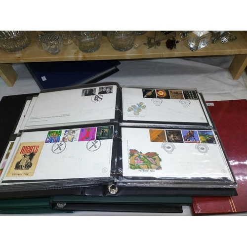 13 - 5 stamp albums, 2 general collection, 2 x Royal Mail first day cover albums (approximately 90 covers... 