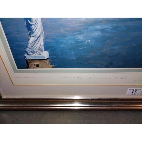 15 - A silver coloured framed & glazed  print 'Salute to the ocean' signed by the artist John Young & Lau... 