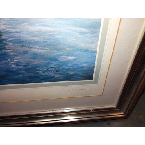 15 - A silver coloured framed & glazed  print 'Salute to the ocean' signed by the artist John Young & Lau... 