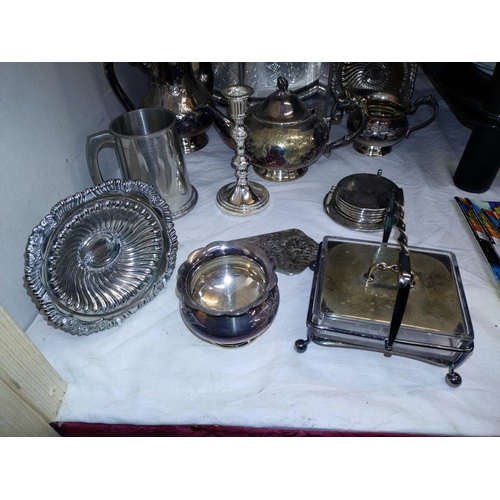 2 - A mixed lot of silver plate including tea set, tray etc.