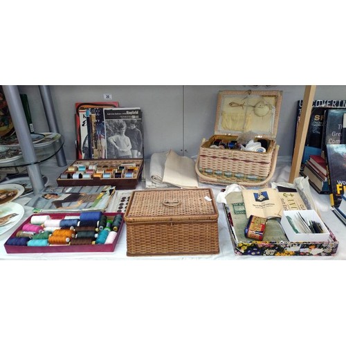 20 - A quantity of haberdashery including threads, sewing boxes, buttons & vintage needle packages