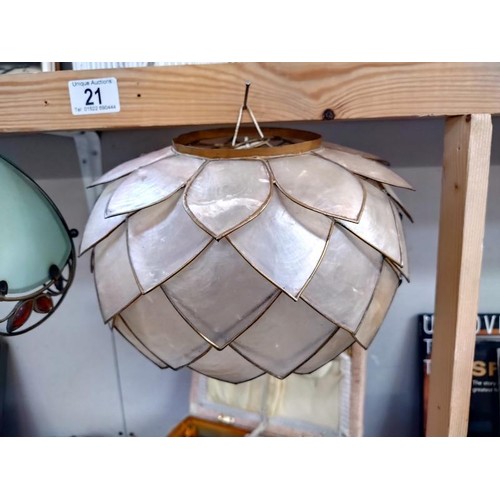 21 - 3 metal frame/glass lamp shades, COLLECT ONLY.