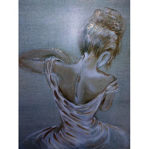 22 - A large glitter print of a back view of a female study (80cm x 80cm) COLLECT ONLY