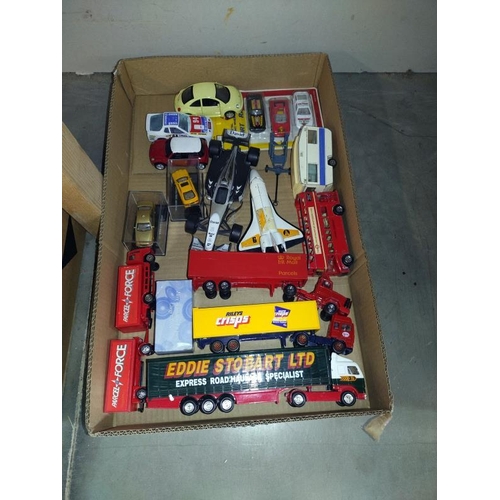 1020 - 2 boxes of mixed die cast including Corgi, Burago & large tin plate friction Corvette etc.