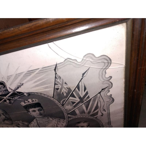 38 - A framed & glazed print 'When peace succeeds War' & 2 Royal related prints (glass A/F). COLLECT ONLY... 