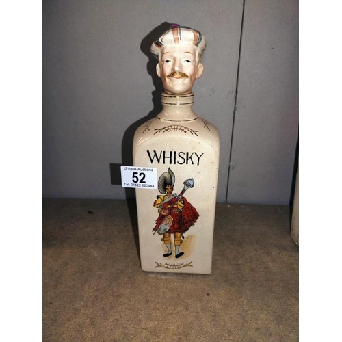 52 - A novelty vintage pottery musical Scots man whiskey decanter