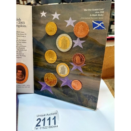 2111 - A United Kingdom 2002 & 2003 pattern prototype Euro type collectors coin sets.