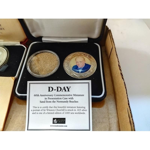 2128 - D Day 60th anniversary 925 commemorative in case with sand from Normandy beach limited edition 1000 ... 