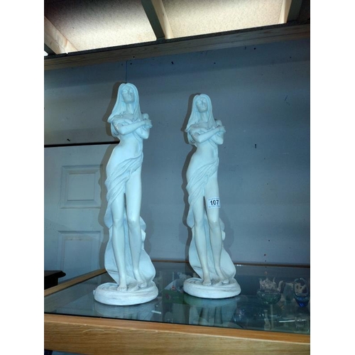 107 - 2 Parian style figurines by Leonardo height 50cm