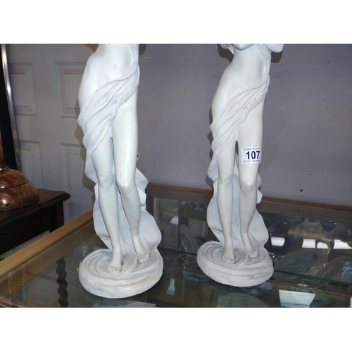 107 - 2 Parian style figurines by Leonardo height 50cm