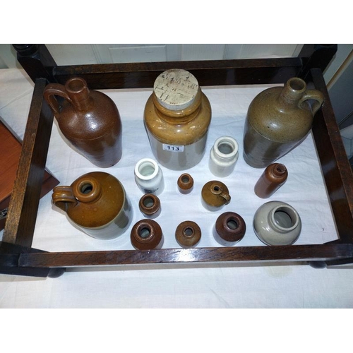 113 - A selection of stoneware jars and flagons, COLLECT ONLY.