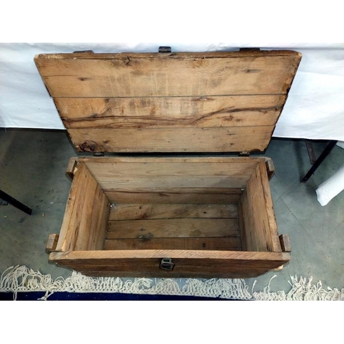 150 - A vintage pine tool/storage box 65cm x 31cm x height 42cm, COLLECT ONLY.