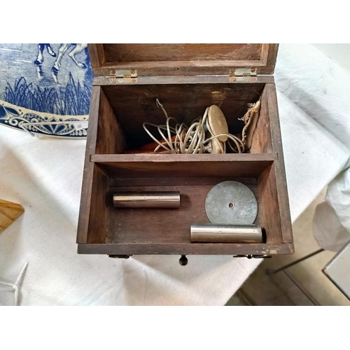 170 - A  Victorian electric shock treatment in mahogany box (completeness unknown), COLLECT ONLY.