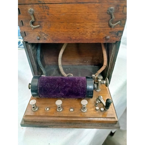 170 - A  Victorian electric shock treatment in mahogany box (completeness unknown), COLLECT ONLY.