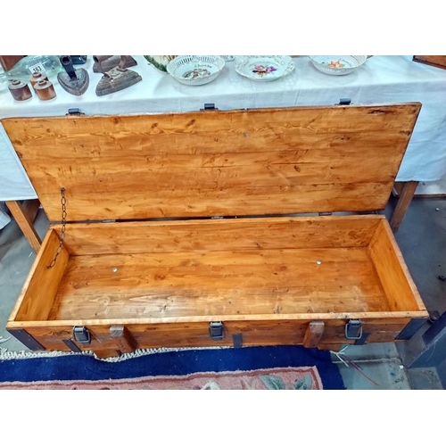 171 - A vintage pine tool storage box 121cm x 41cm x height 35cm, COLLECT ONLY.