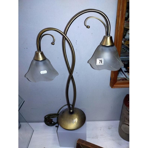 76 - An art nouveau style brass table lamp, COLLECT ONLY.