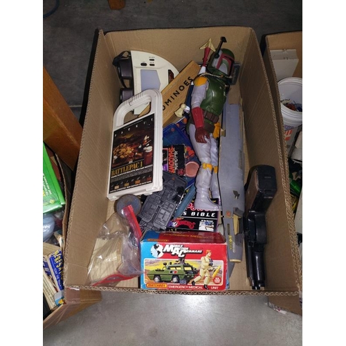 81 - 3 boxes of vintage 1970/1980's toys and miscellanea a/f, COLLECT ONLY.