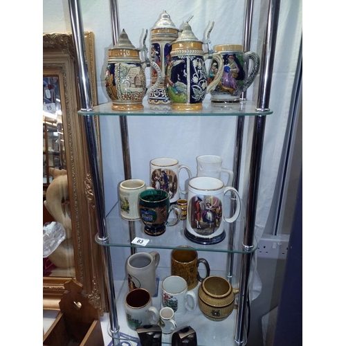 83 - A good selection of vintage beer steins and tankards, COLLECT ONLY.