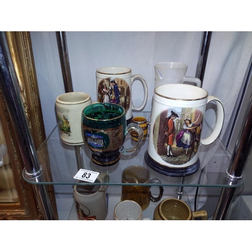 83 - A good selection of vintage beer steins and tankards, COLLECT ONLY.