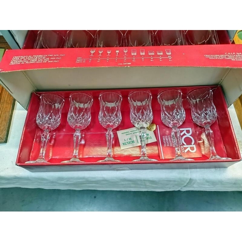 86 - 3 boxed sets of RCR Royal Crystal Rock opera wine glasses, COLLECT ONLY.