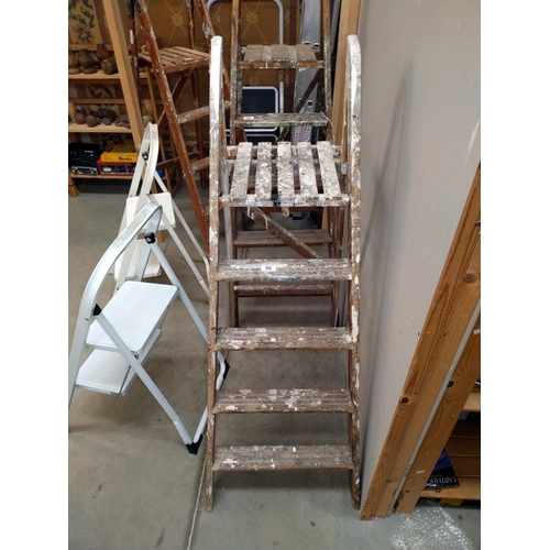 96 - A vintage wooden step ladder, COLLECT ONLY.