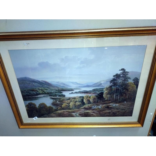 97 - A large framed and glazed lake scene print 110cm x 80cm, COLLECT ONLY.