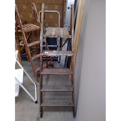 98 - A vintage wooden step ladder, COLLECT ONLY.