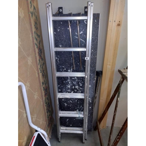 99 - Aluminium ladders with work platform, COLLECT ONLY.