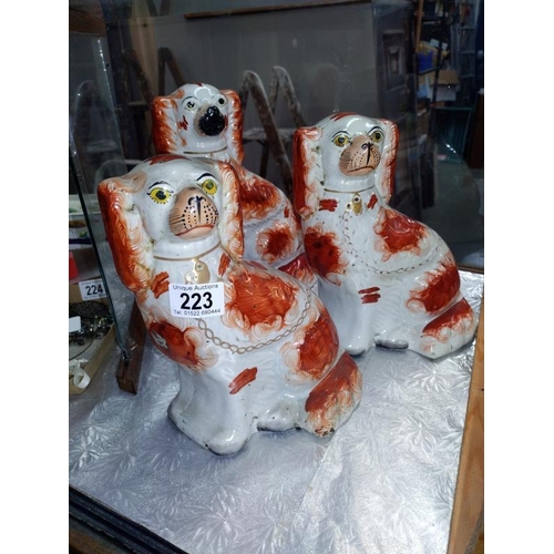 223 - Three Staffordshire spaniels. COLLECT ONLY.