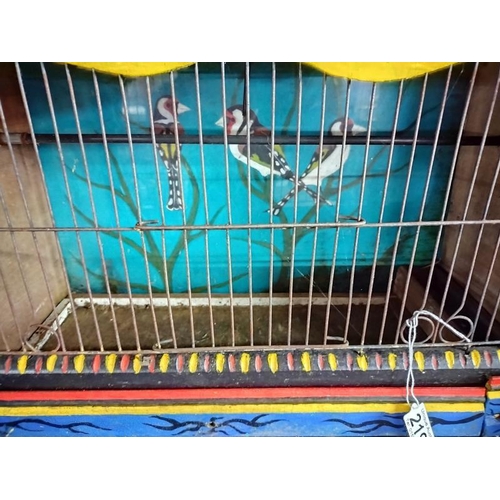 2190 - A vintage painted travellers bird cage. 54cm x 28cm x Height 38cm.  COLLECT ONLY.