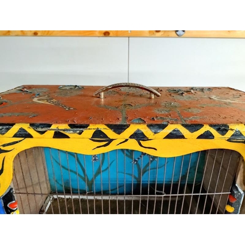 2190 - A vintage painted travellers bird cage. 54cm x 28cm x Height 38cm.  COLLECT ONLY.