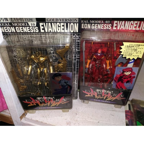 1081 - Four Sega evangelion real model and a Bendai Final Fantasy V111 figure. All sealed