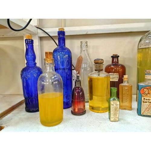 1098 - A quantity of old bottles/ medicine bottles and a butler tray.  COLLECT ONLY.