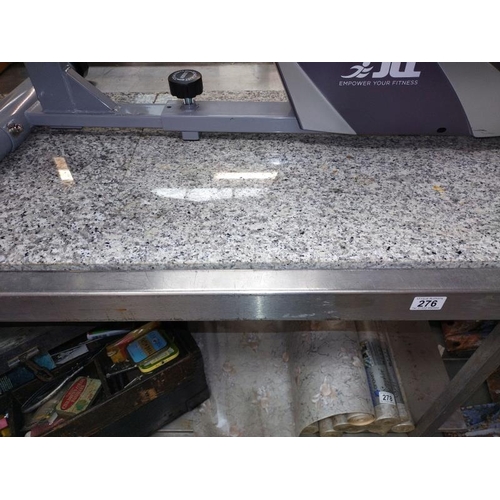 276 - A granite top stainless steel kitchen work table. 150cm x 75cm x Height 87cm.  COLLECT ONLY.