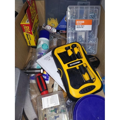 318 - A box of miscellaneous including tool accessories, glue gun , screws etc.  COLLECT ONLY.