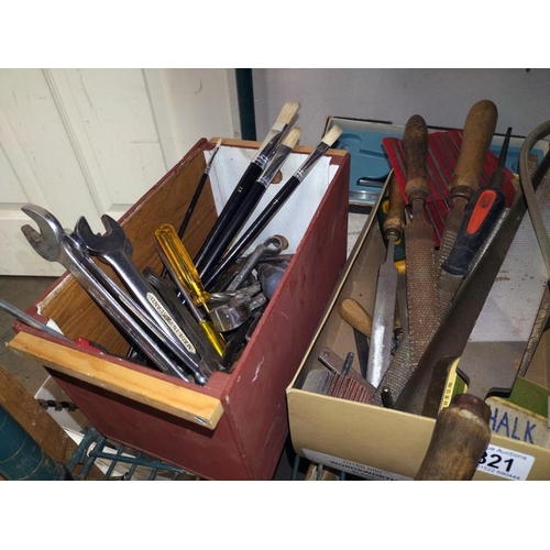 321 - A large box of assorted files and spanners.  COLLECT ONLY.