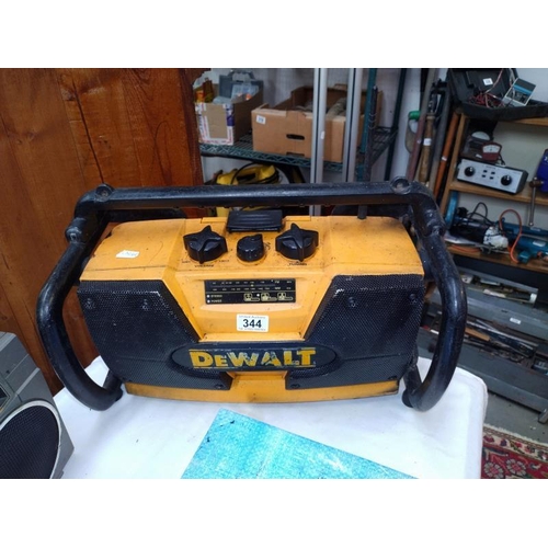 344 - A Dewalt worksite radio. COLLECT ONLY.