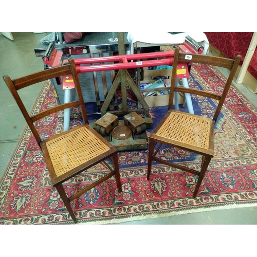 354 - A pair of inlaid bedroom chairs with bergere seats.  COLLECT ONLY.