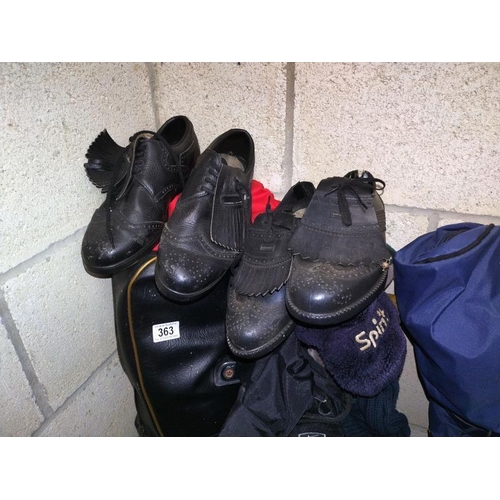 363 - A quantity of golf clubs, bags and shoes.  COLLECT ONLY.