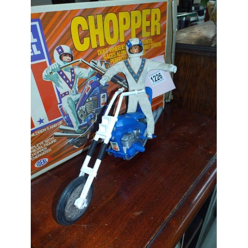 1226 - Ideal Evel Knievel chopper bike and figure. Missing gyro.