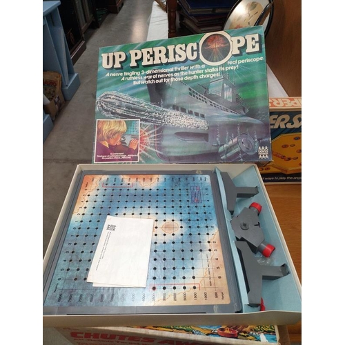 1267 - A boxed 1970's Marx toys chutes away, Denys fisher Up periscope, 1 deal bumper shot and a bagatelle