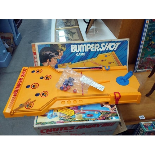 1267 - A boxed 1970's Marx toys chutes away, Denys fisher Up periscope, 1 deal bumper shot and a bagatelle