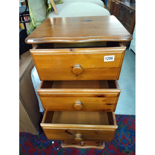 1296 - A pair of pine bedside chest of drawers. 46cm x 38cm x Height 61cm. COLLECT ONLY.