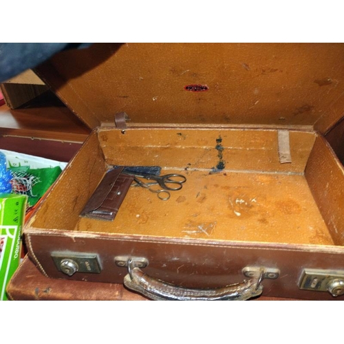 1321 - Two vintage cases and some contents including scrap silver etc. COLLECT ONLY.