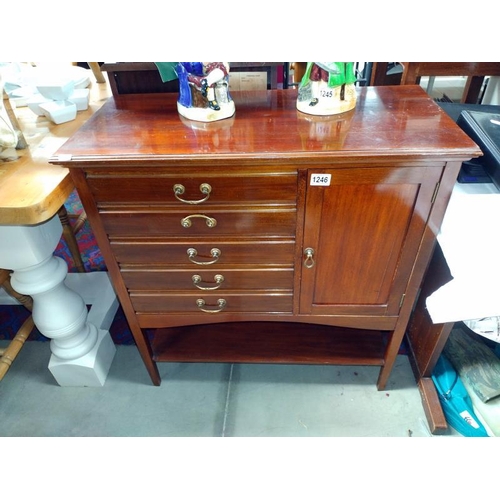 1246 - An Edwardian mahogany music cabinet. 80cm x 37cm x height 84cm.  COLLECT ONLY.