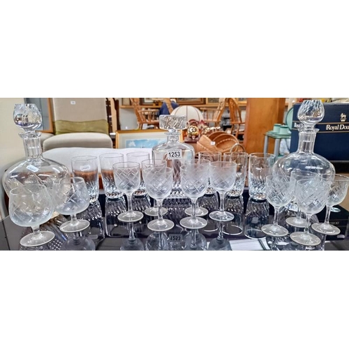 1253 - A selection of glass and decanters. COLLECT ONLY.