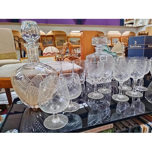 1253 - A selection of glass and decanters. COLLECT ONLY.