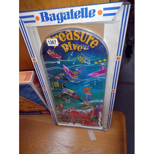 1267 - A boxed 1970's Marx toys chutes away, Denys fisher Up periscope, 1 deal bumper shot and a bagatelle